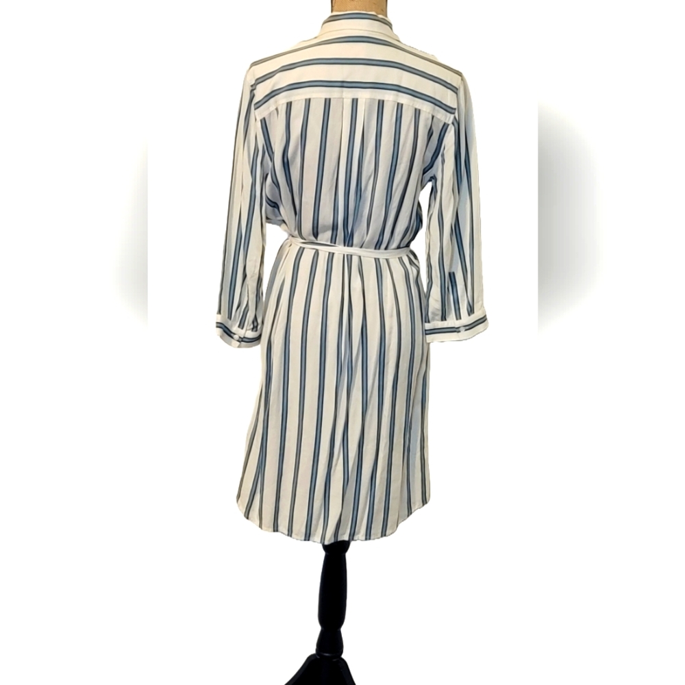 Loft Striped Shirt Button Belted Midi Dress - Picture 5 of 9